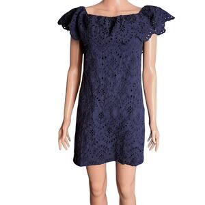 Cynthia Steffe Eyelet Off Shoulder Mini Dress 6 Coquette Fairy Peasant